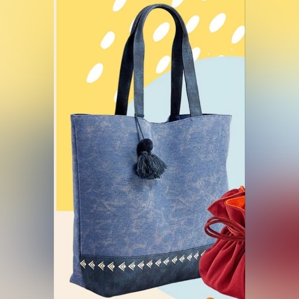 Silpada Stylish Blue Tote Bag with Tassel